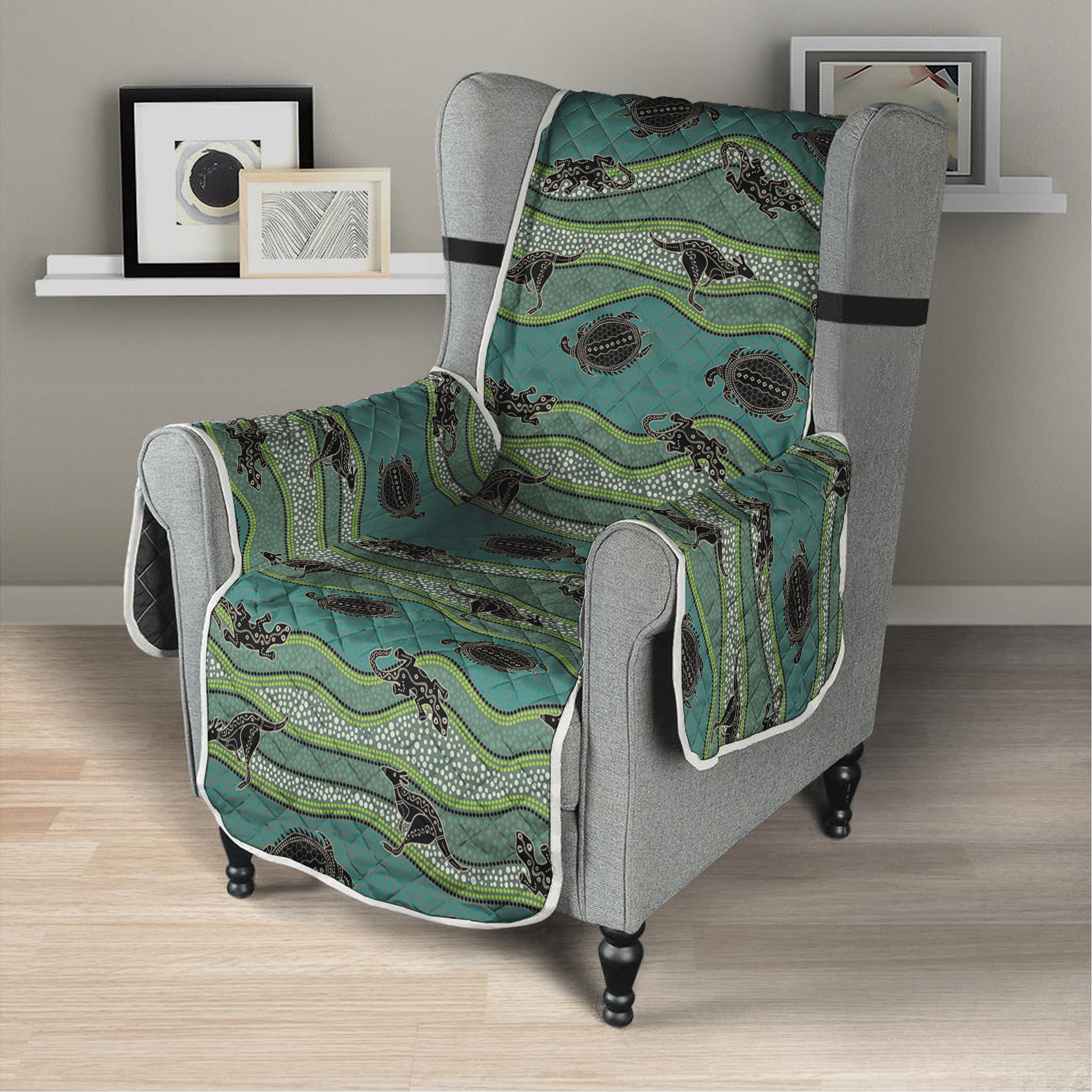 Aboriginal Animals Pattern Print Armchair Protector