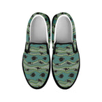 Aboriginal Animals Pattern Print Black Slip On Shoes