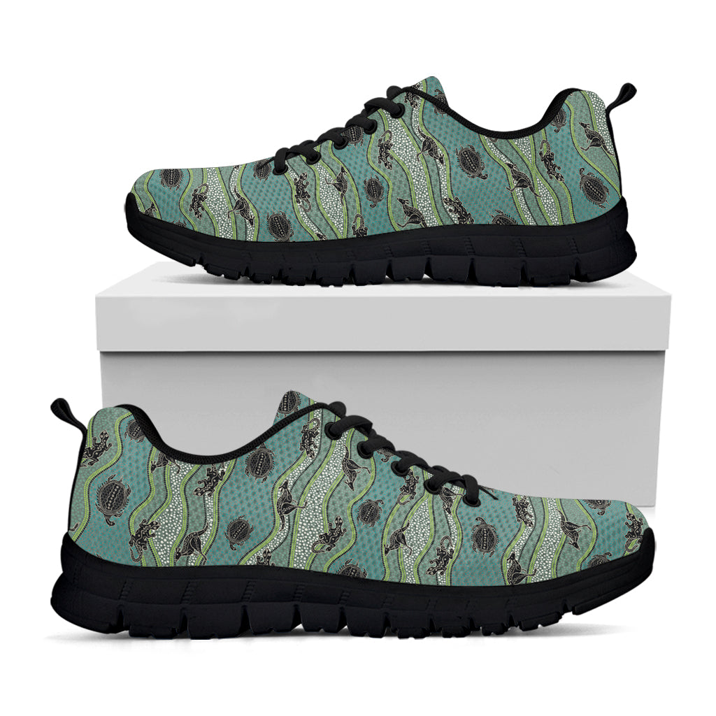 Aboriginal Animals Pattern Print Black Sneakers