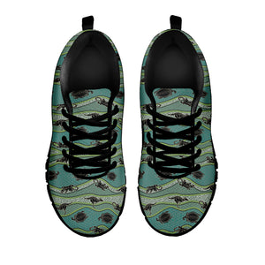 Aboriginal Animals Pattern Print Black Sneakers