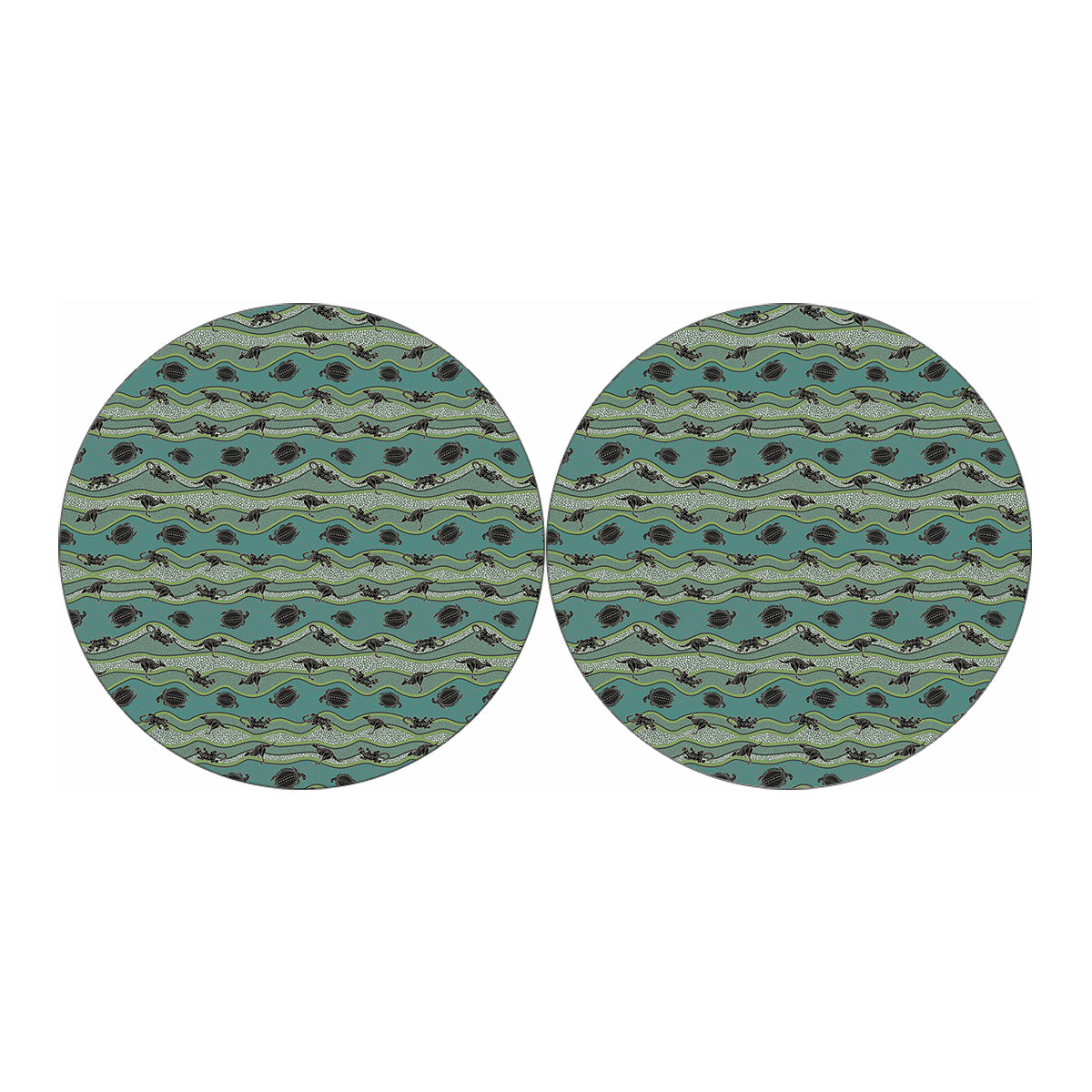 Aboriginal Animals Pattern Print Car Coasters