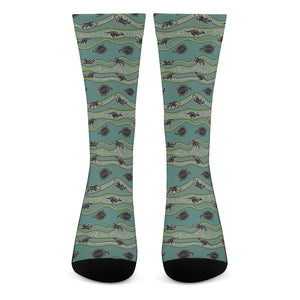 Aboriginal Animals Pattern Print Crew Socks