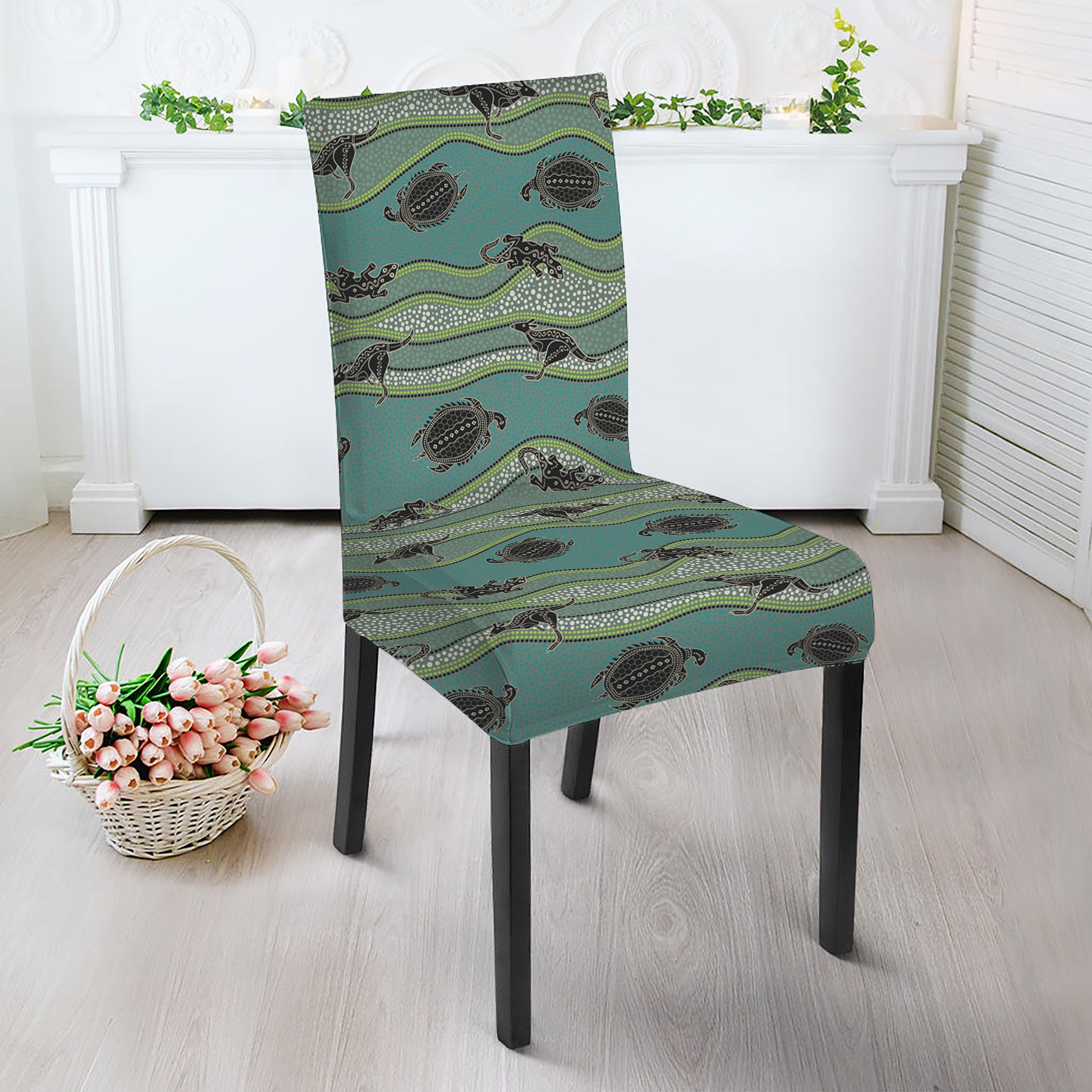 Aboriginal Animals Pattern Print Dining Chair Slipcover