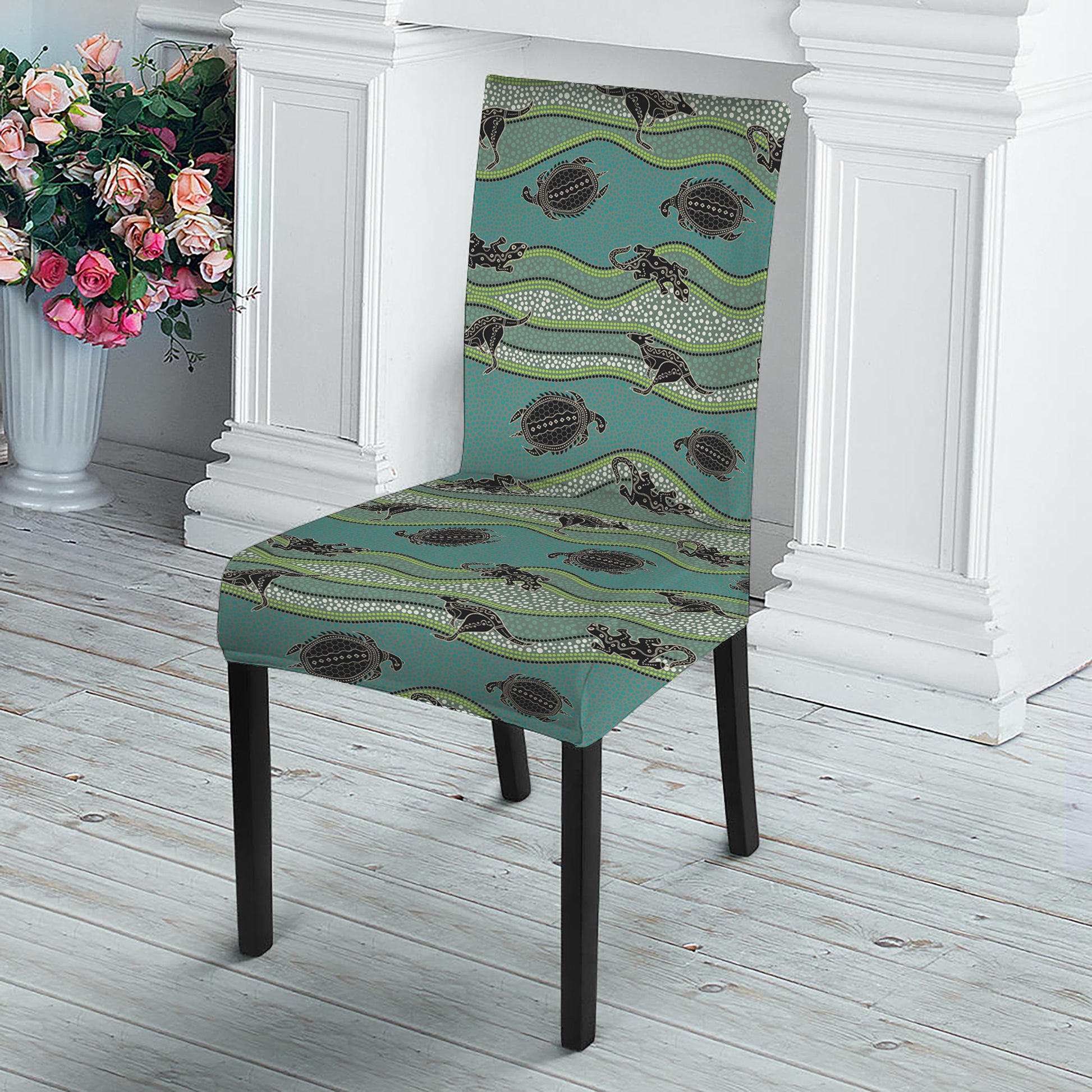 Aboriginal Animals Pattern Print Dining Chair Slipcover