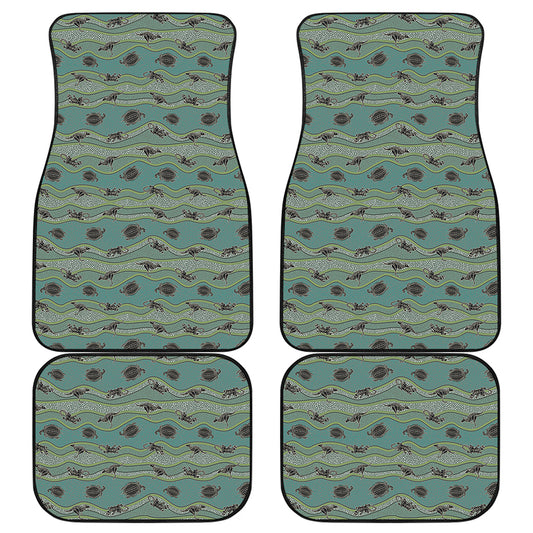 Aboriginal Animals Pattern Print Front and Back Car Floor Mats