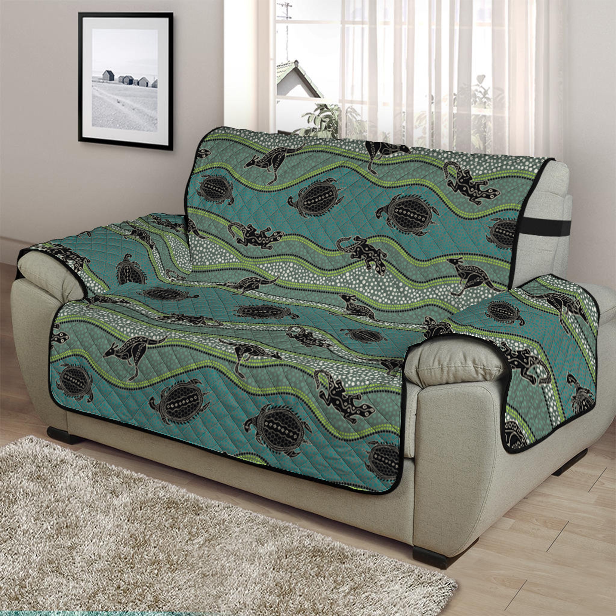 Aboriginal Animals Pattern Print Half Sofa Protector