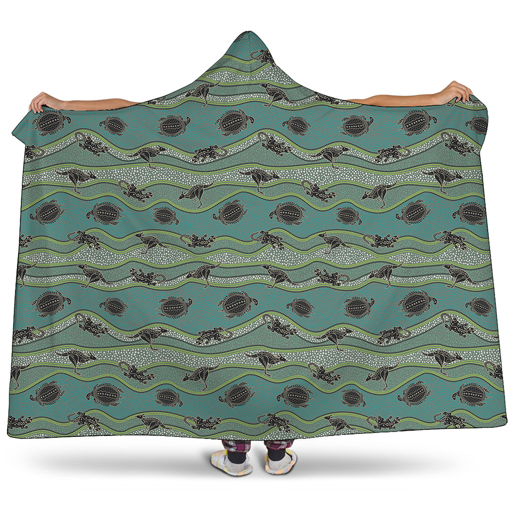 Aboriginal Animals Pattern Print Hooded Blanket