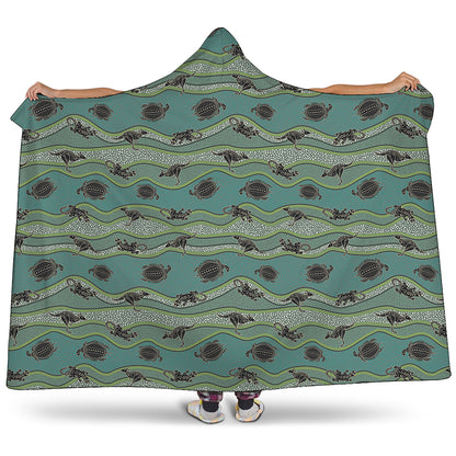 Aboriginal Animals Pattern Print Hooded Blanket
