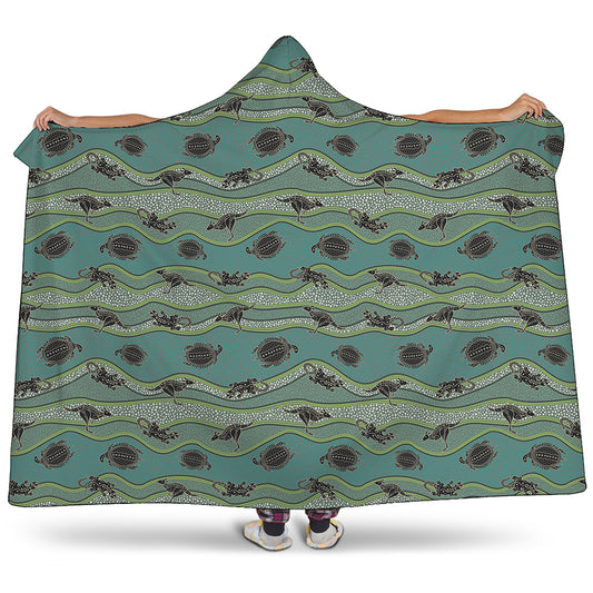 Aboriginal Animals Pattern Print Hooded Blanket