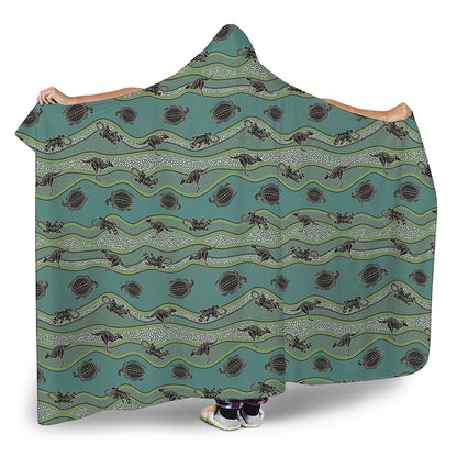 Aboriginal Animals Pattern Print Hooded Blanket