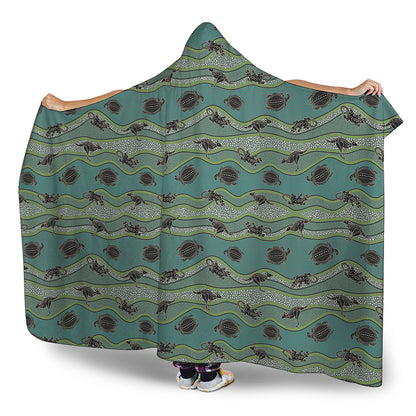 Aboriginal Animals Pattern Print Hooded Blanket