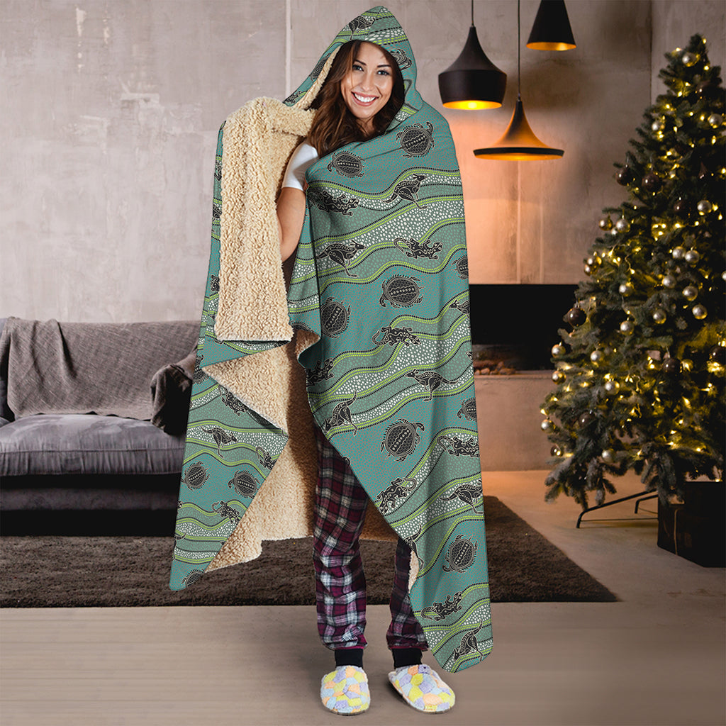 Aboriginal Animals Pattern Print Hooded Blanket
