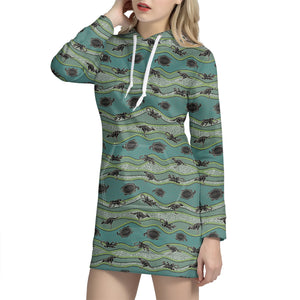 Aboriginal Animals Pattern Print Hoodie Dress