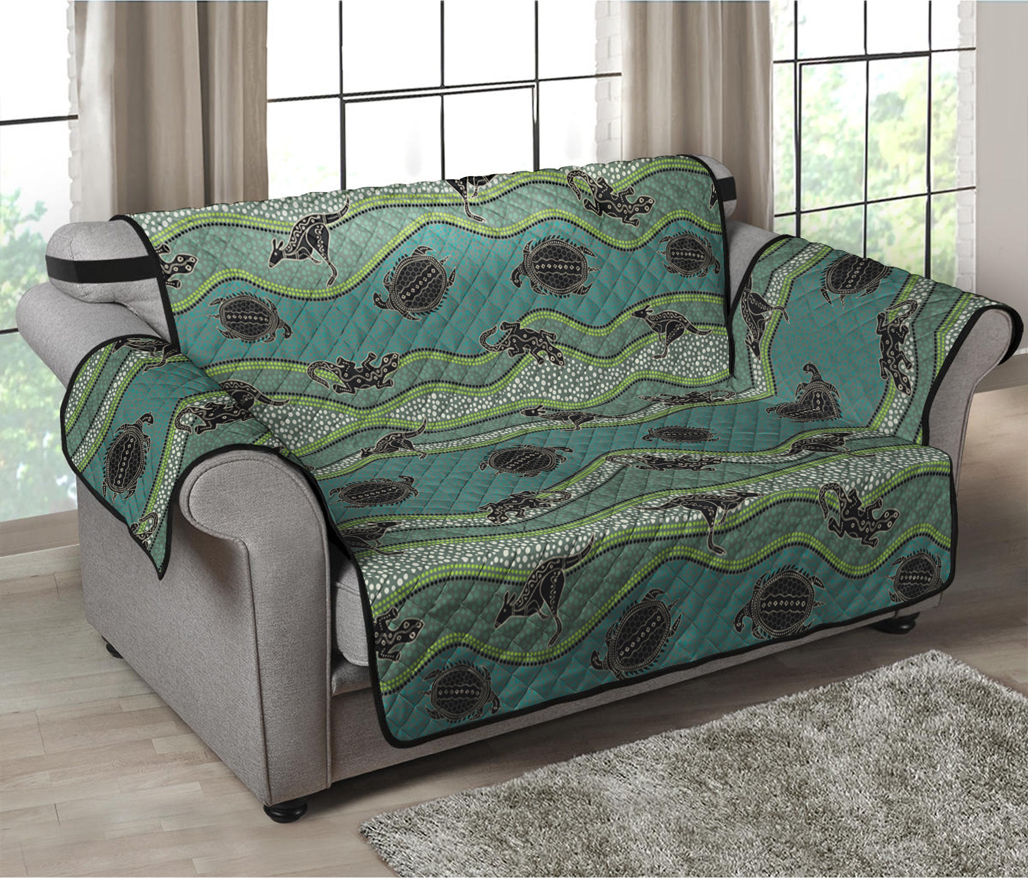 Aboriginal Animals Pattern Print Loveseat Protector