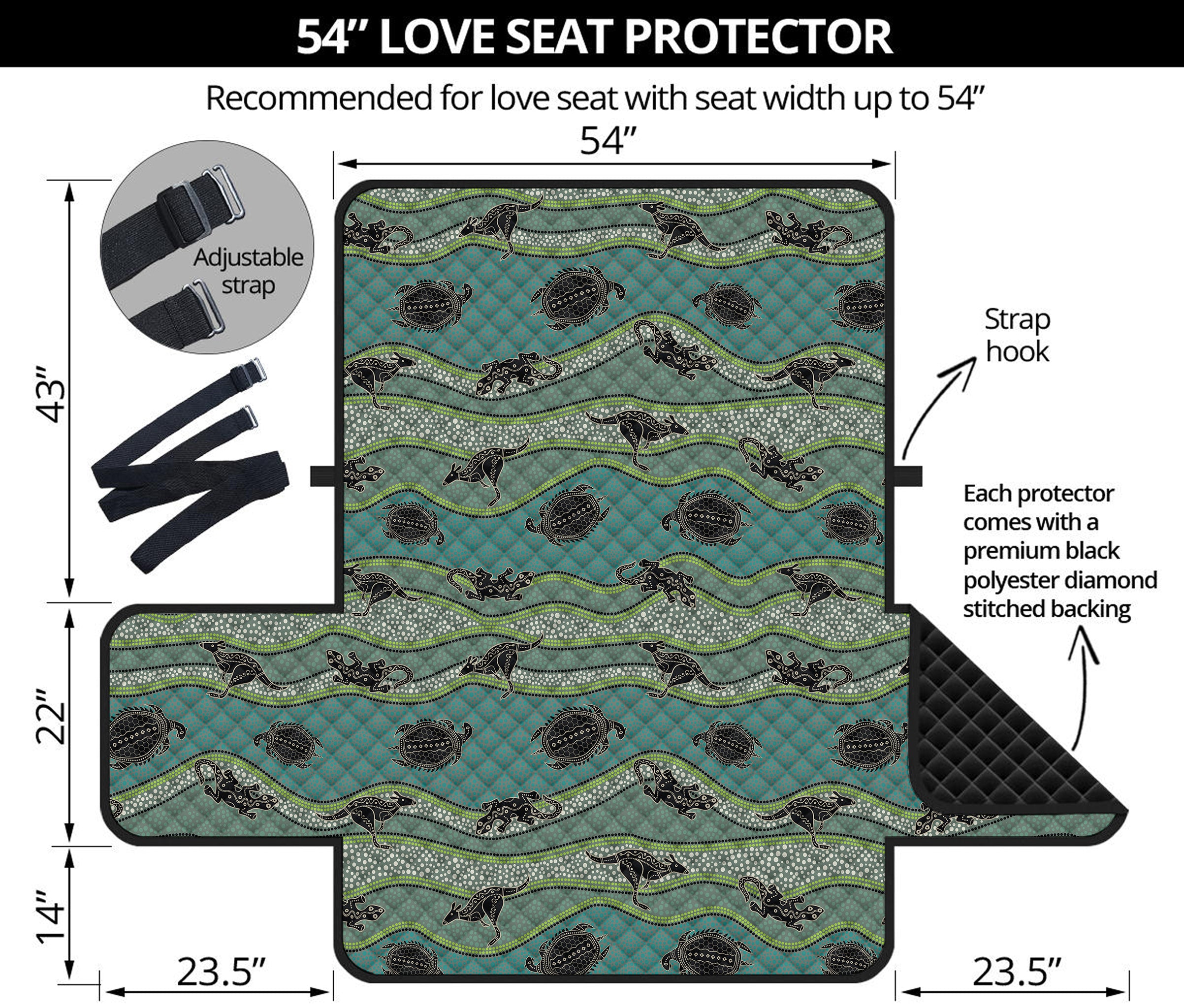 Aboriginal Animals Pattern Print Loveseat Protector