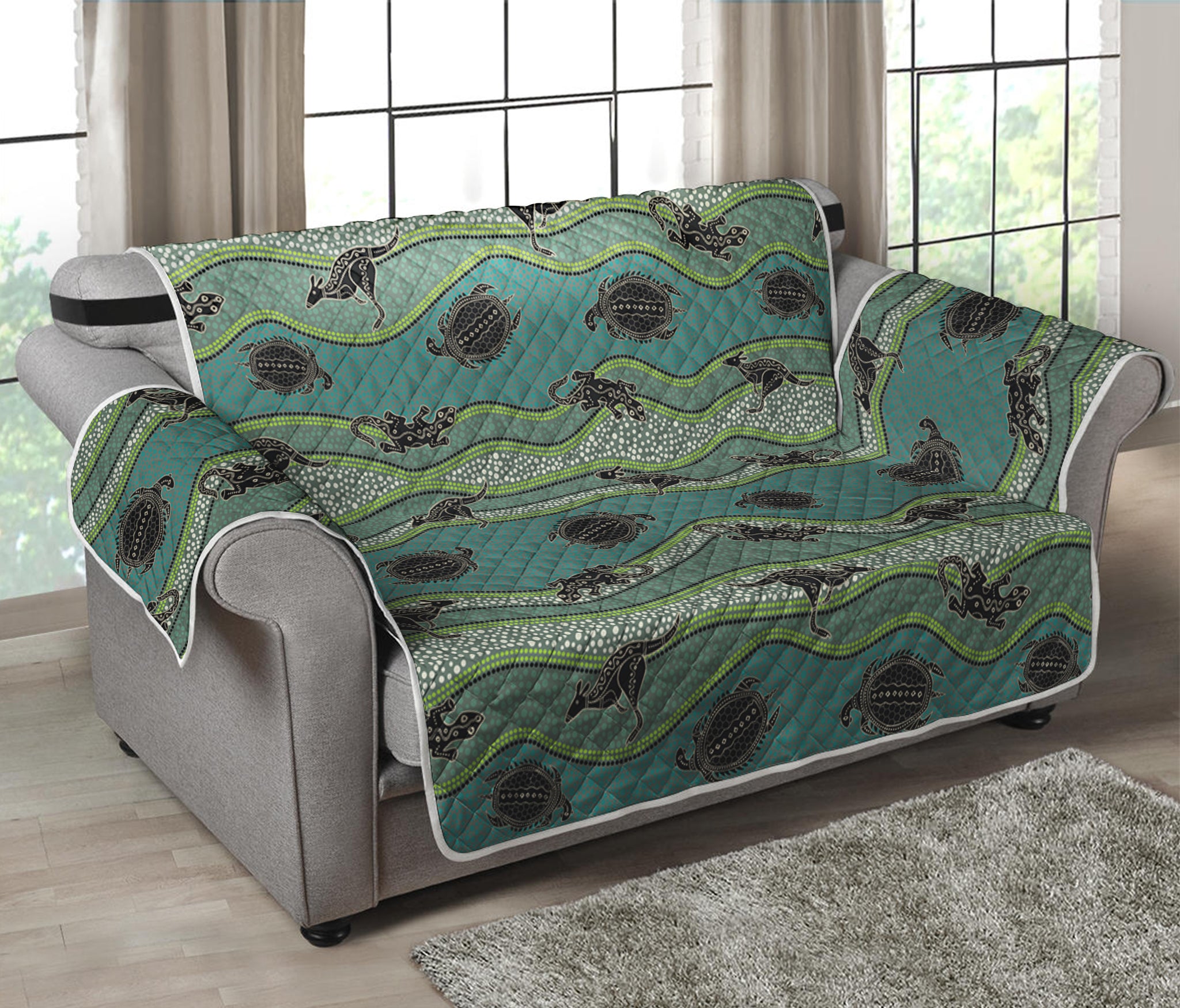 Aboriginal Animals Pattern Print Loveseat Protector