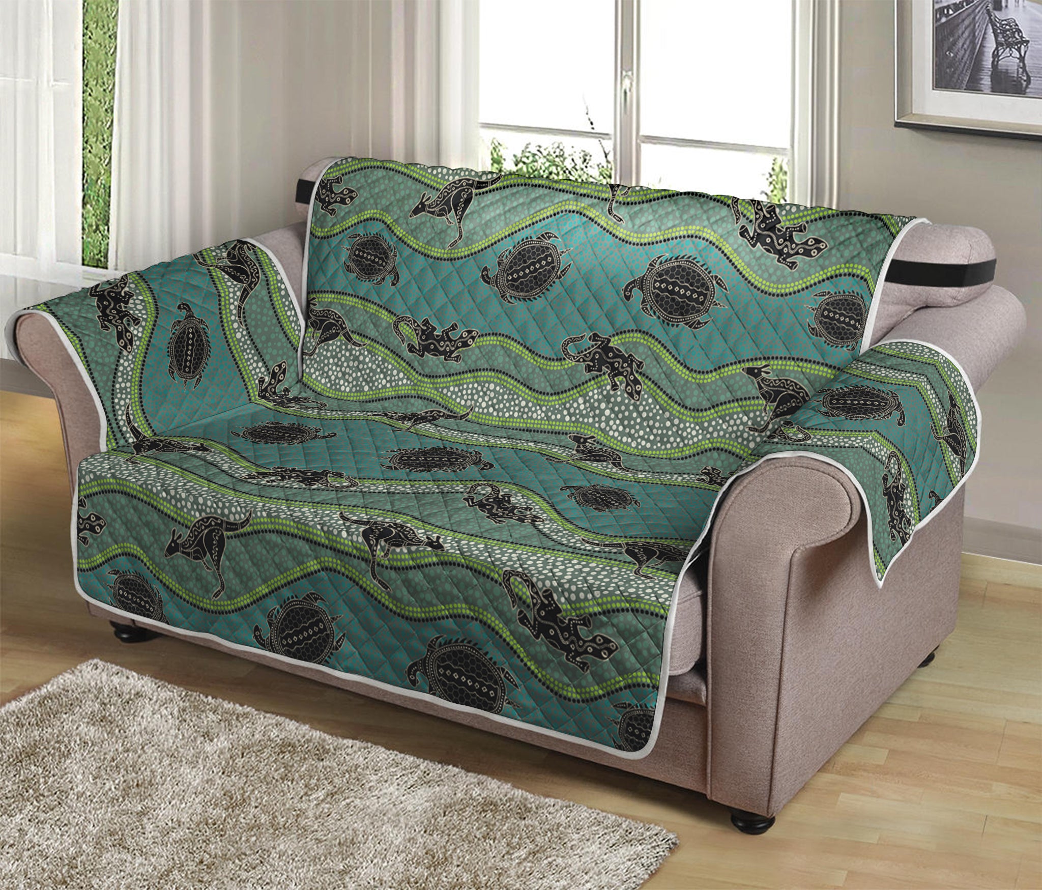 Aboriginal Animals Pattern Print Loveseat Protector