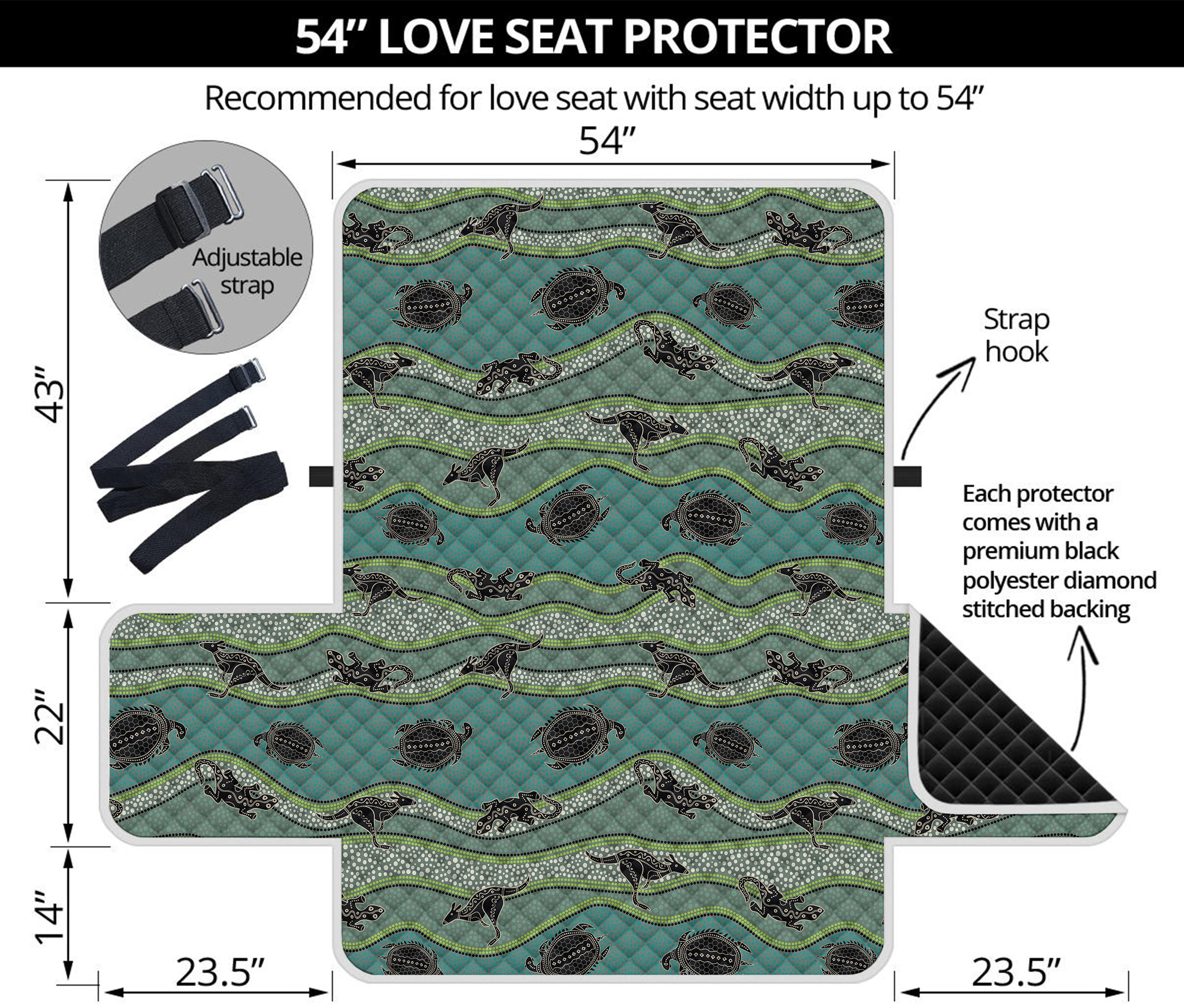 Aboriginal Animals Pattern Print Loveseat Protector