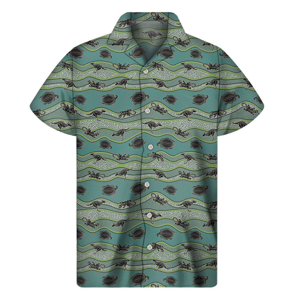 Aboriginal Animals Pattern Print Men's Short Sleeve Shirt