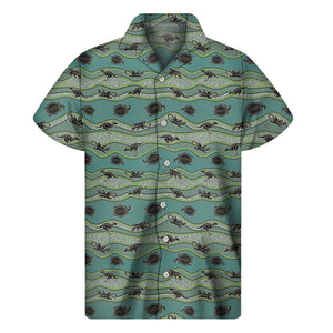 Aboriginal Animals Pattern Print Men's Short Sleeve Shirt