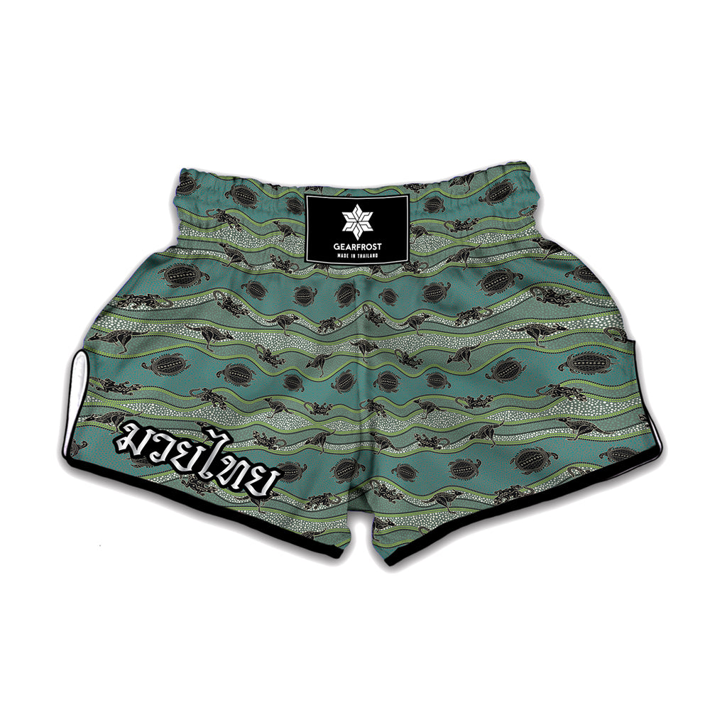 Aboriginal Animals Pattern Print Muay Thai Boxing Shorts