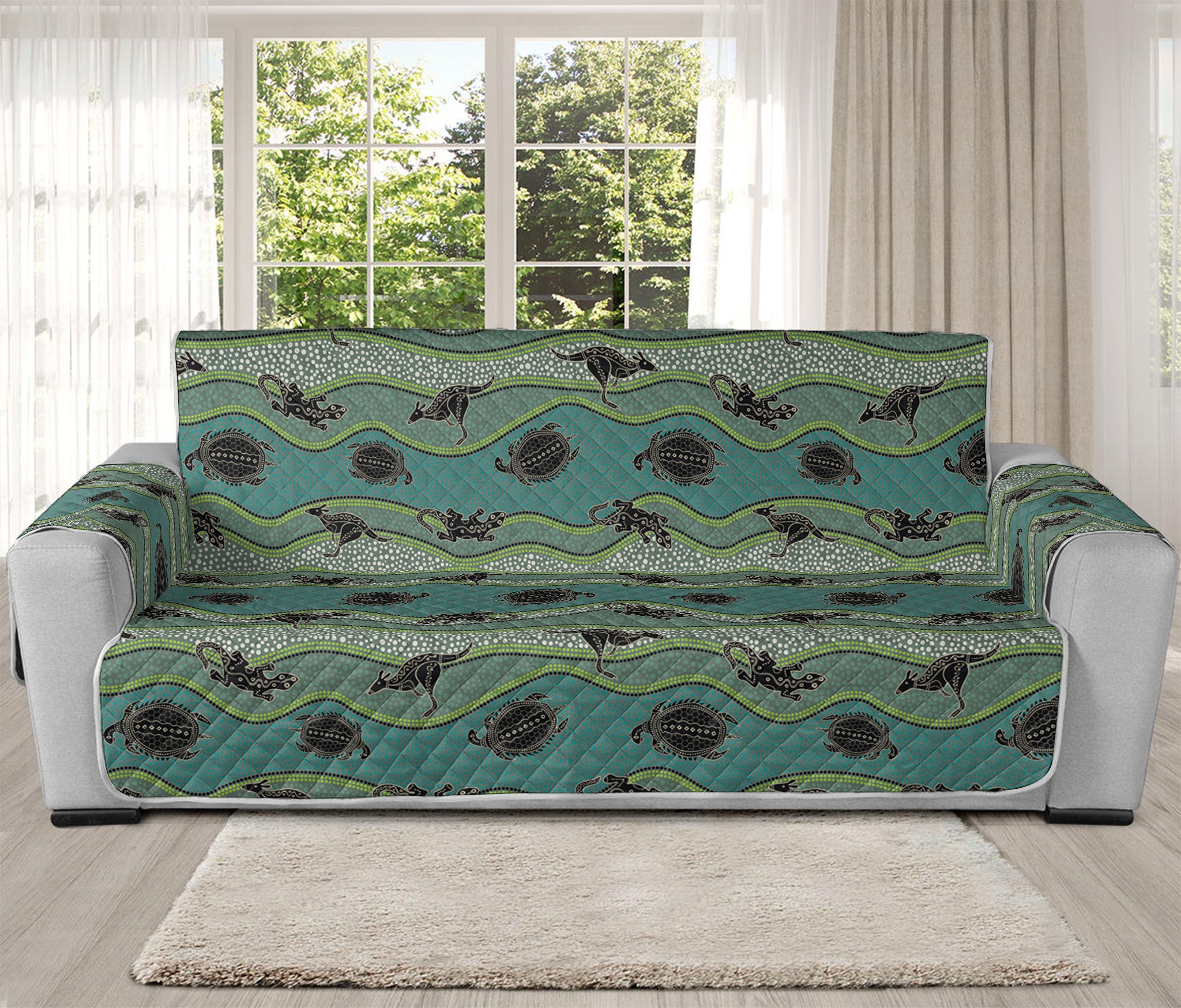 Aboriginal Animals Pattern Print Oversized Sofa Protector