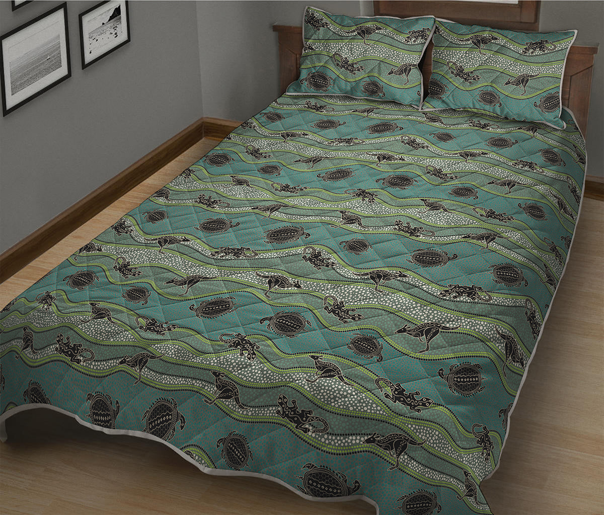 Aboriginal Animals Pattern Print Quilt Bed Set