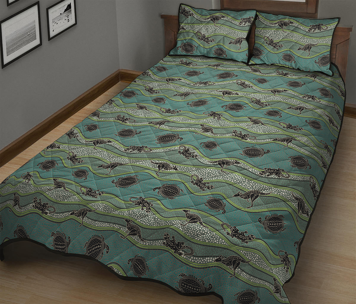 Aboriginal Animals Pattern Print Quilt Bed Set