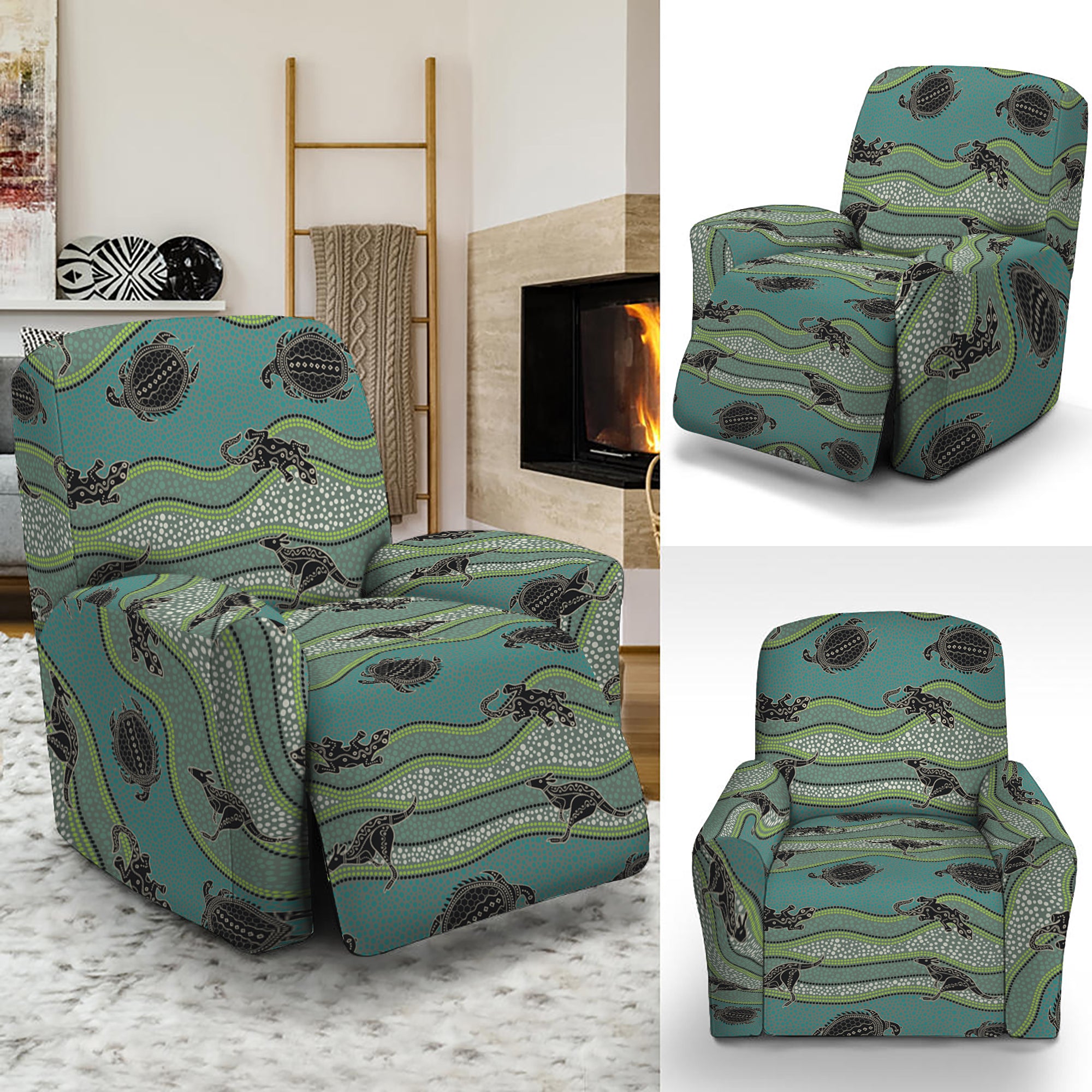 Aboriginal Animals Pattern Print Recliner Slipcover