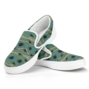 Aboriginal Animals Pattern Print White Slip On Shoes