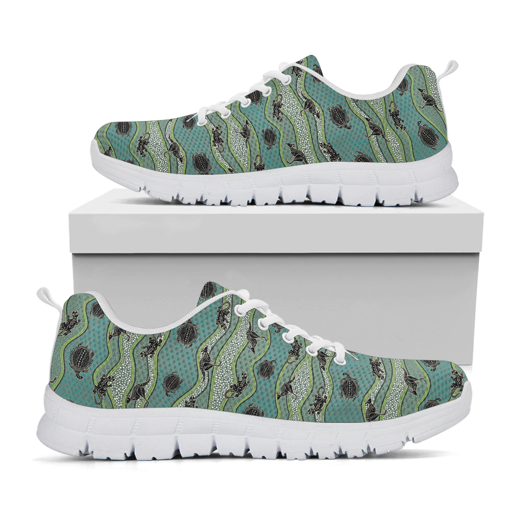 Aboriginal Animals Pattern Print White Sneakers