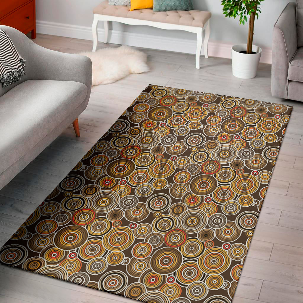 Aboriginal Art Dot Pattern Print Area Rug