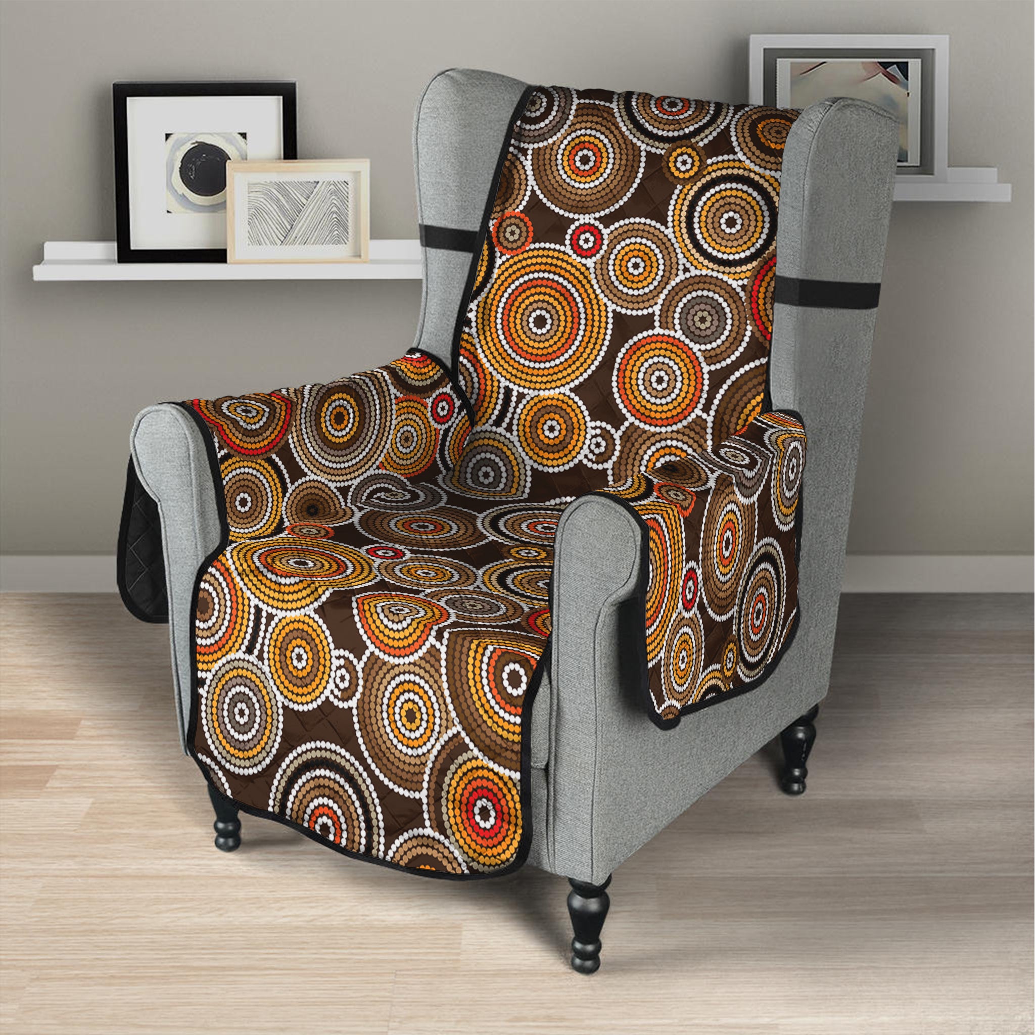 Aboriginal Art Dot Pattern Print Armchair Protector