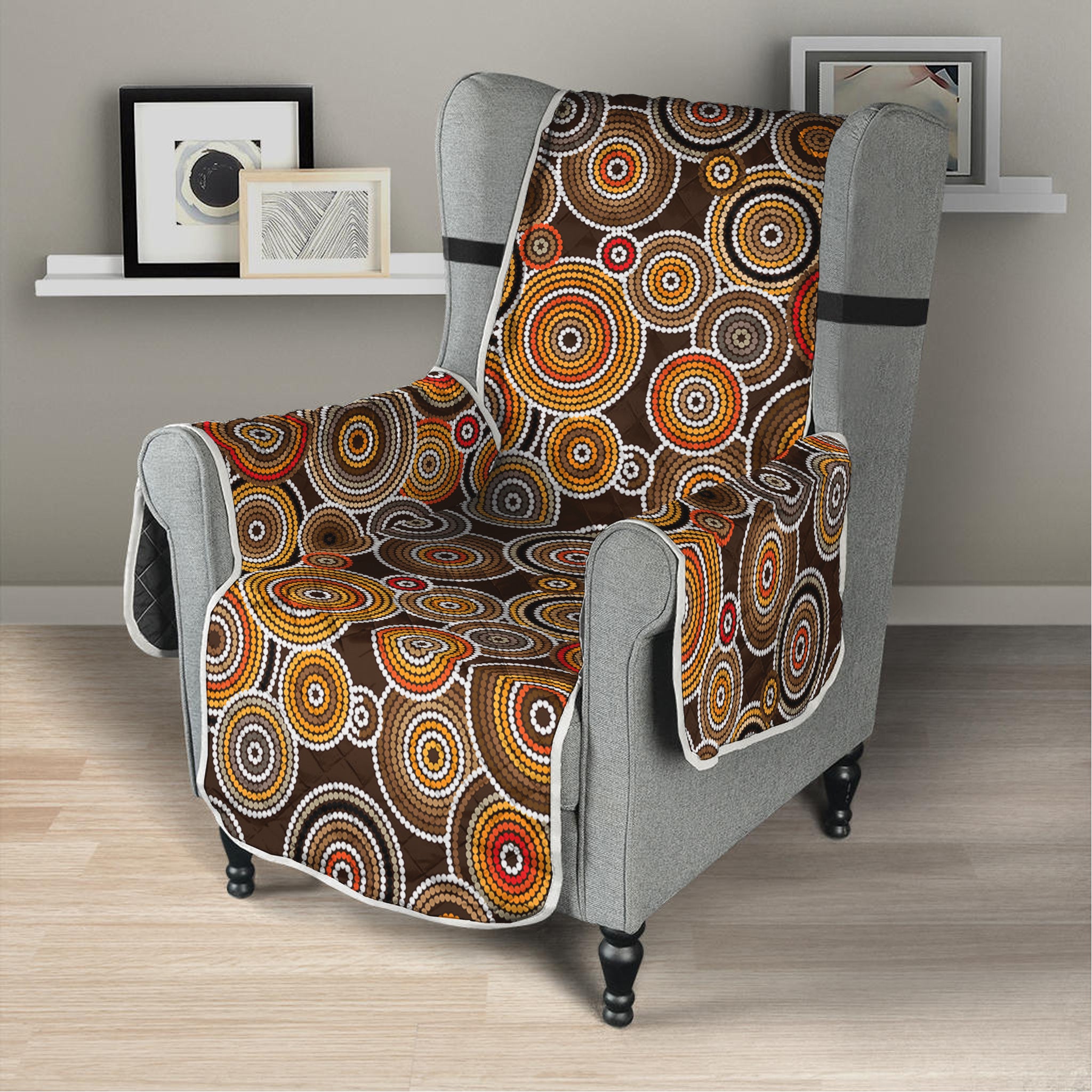 Aboriginal Art Dot Pattern Print Armchair Protector