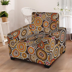 Aboriginal Art Dot Pattern Print Armchair Slipcover