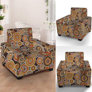 Aboriginal Art Dot Pattern Print Armchair Slipcover