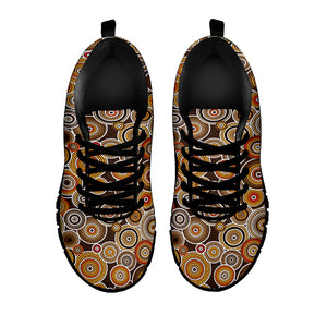 Aboriginal Art Dot Pattern Print Black Sneakers