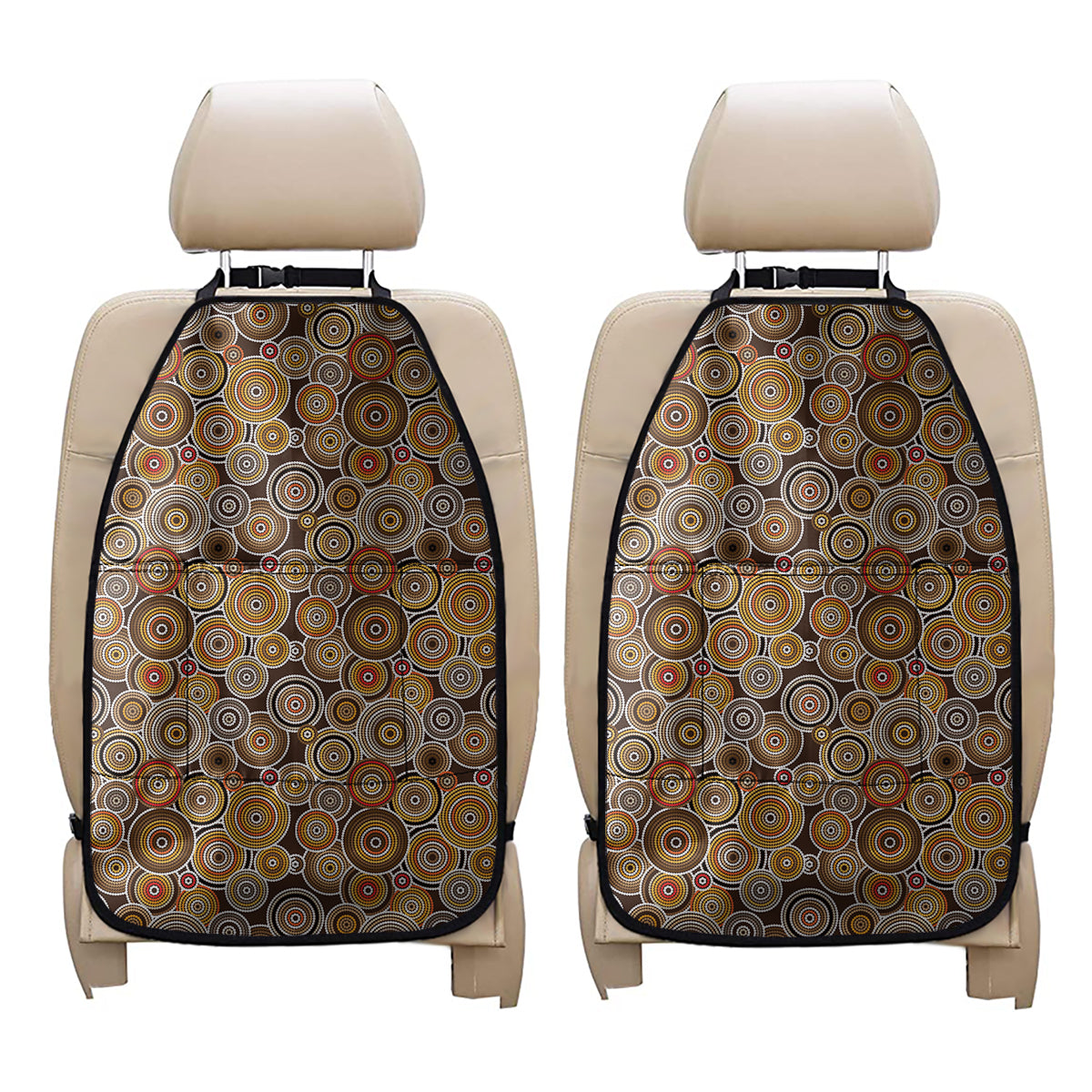 Aboriginal Art Dot Pattern Print Car Seat Organizers