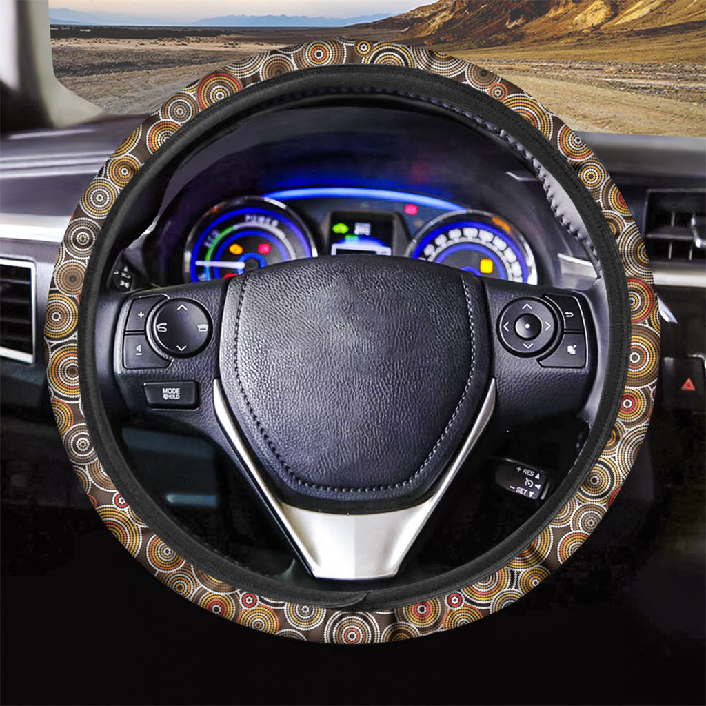 Aboriginal Art Dot Pattern Print Car Steering Wheel Cover