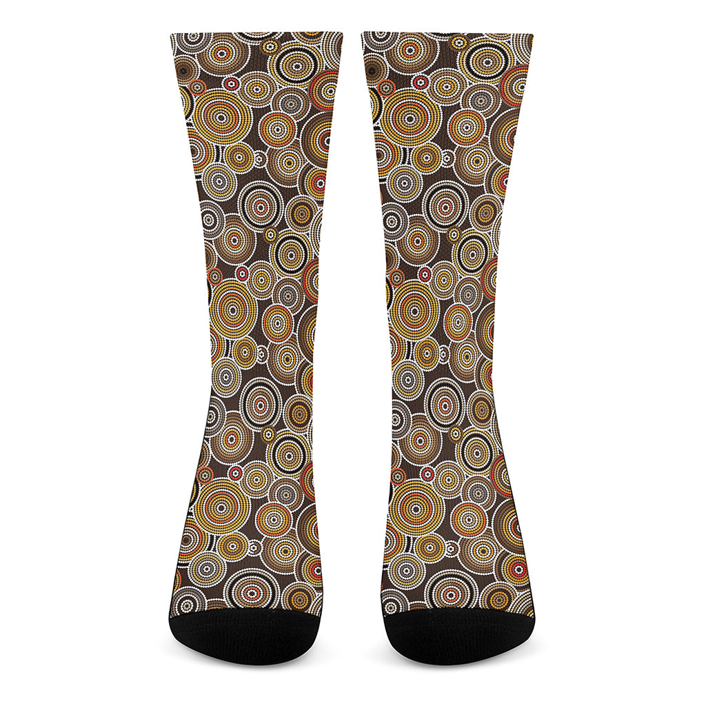 Aboriginal Art Dot Pattern Print Crew Socks