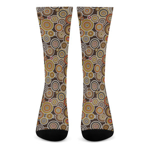 Aboriginal Art Dot Pattern Print Crew Socks