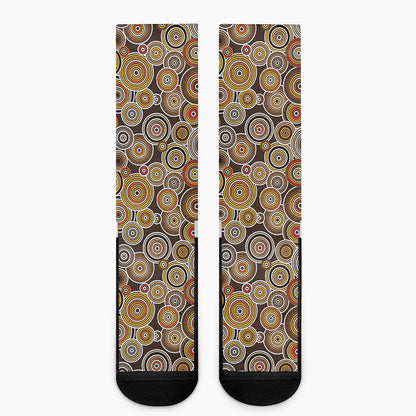 Aboriginal Art Dot Pattern Print Crew Socks
