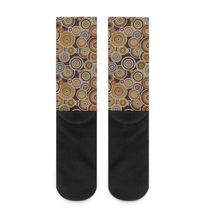 Aboriginal Art Dot Pattern Print Crew Socks