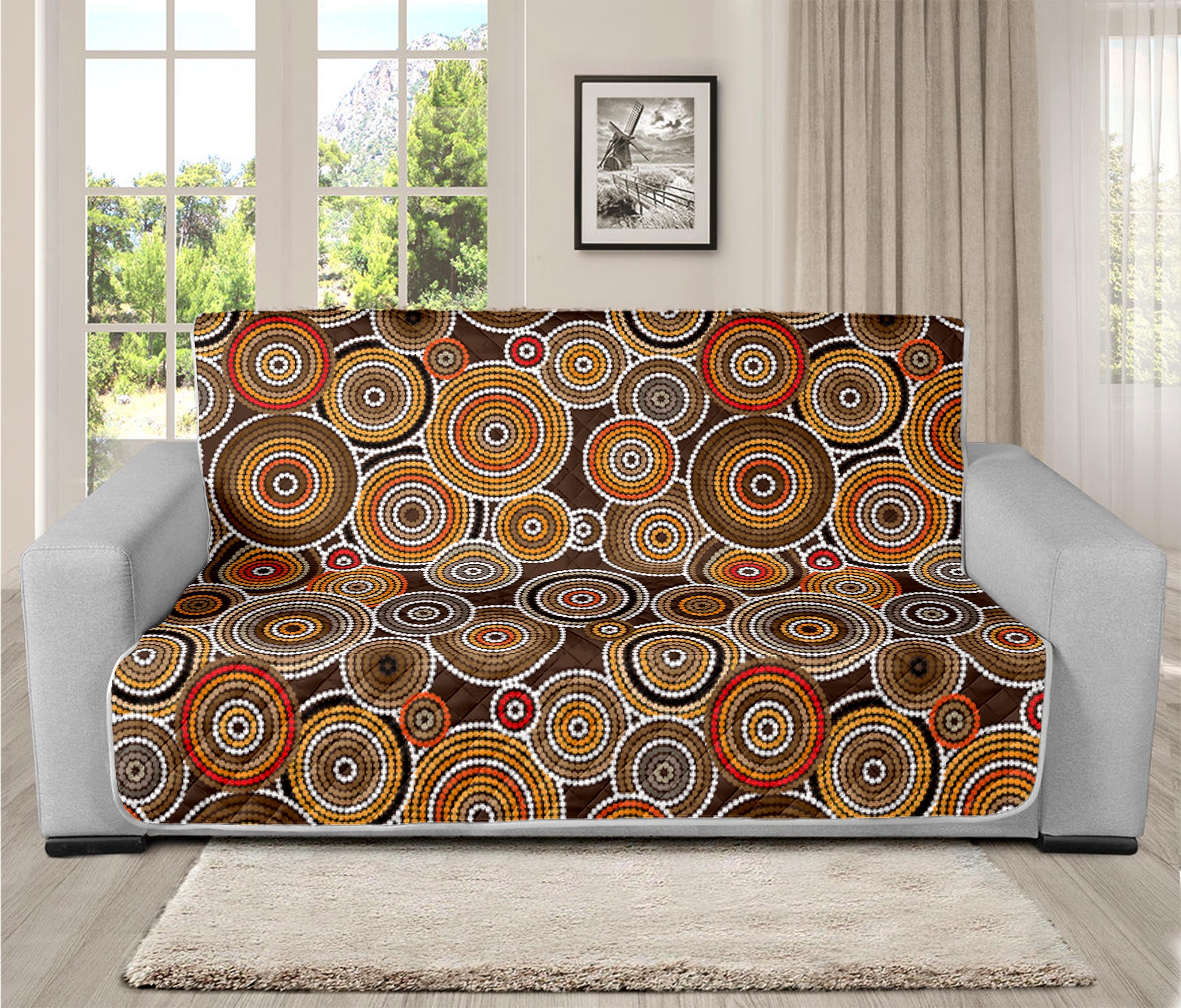 Aboriginal Art Dot Pattern Print Futon Protector