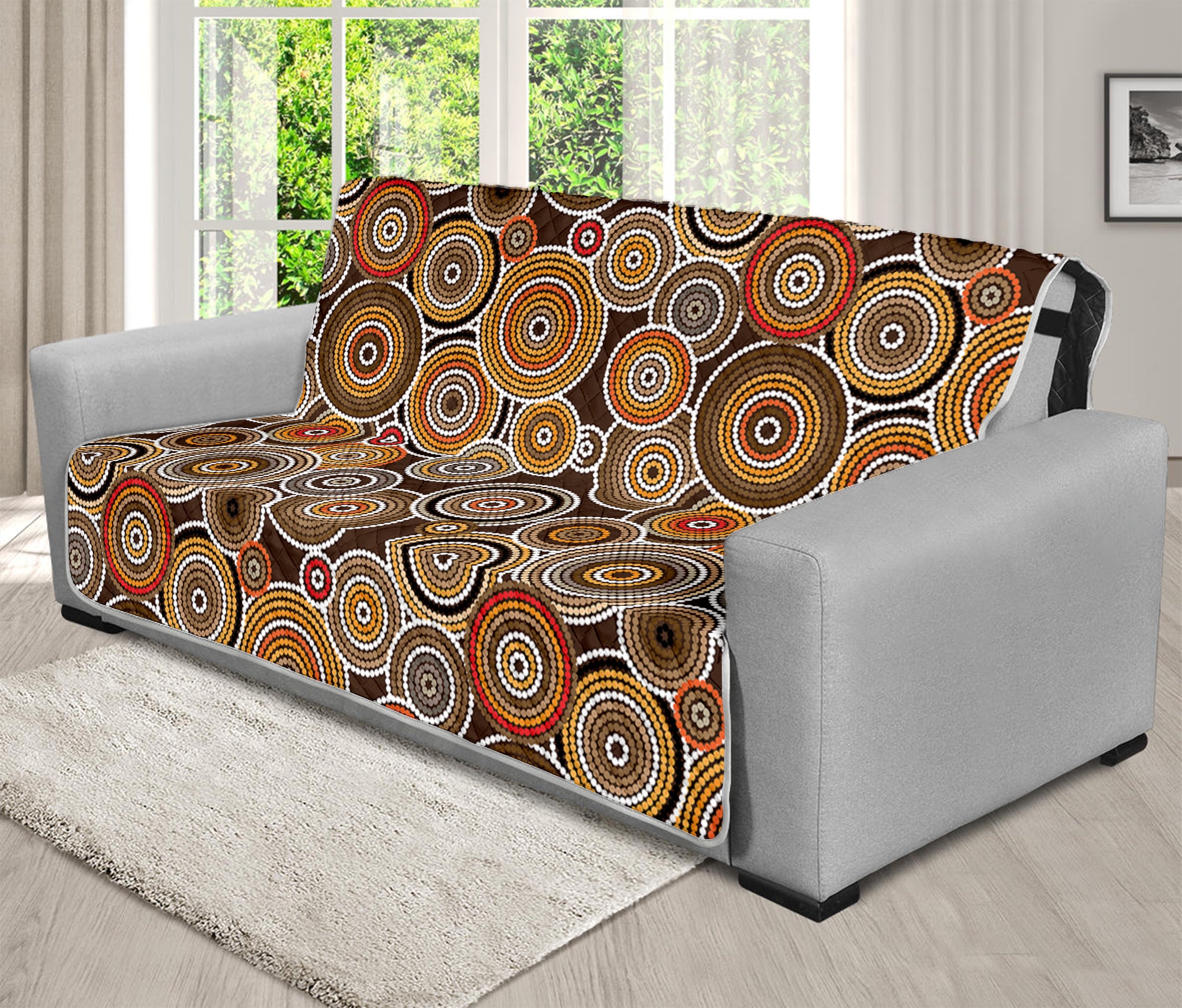 Aboriginal Art Dot Pattern Print Futon Protector