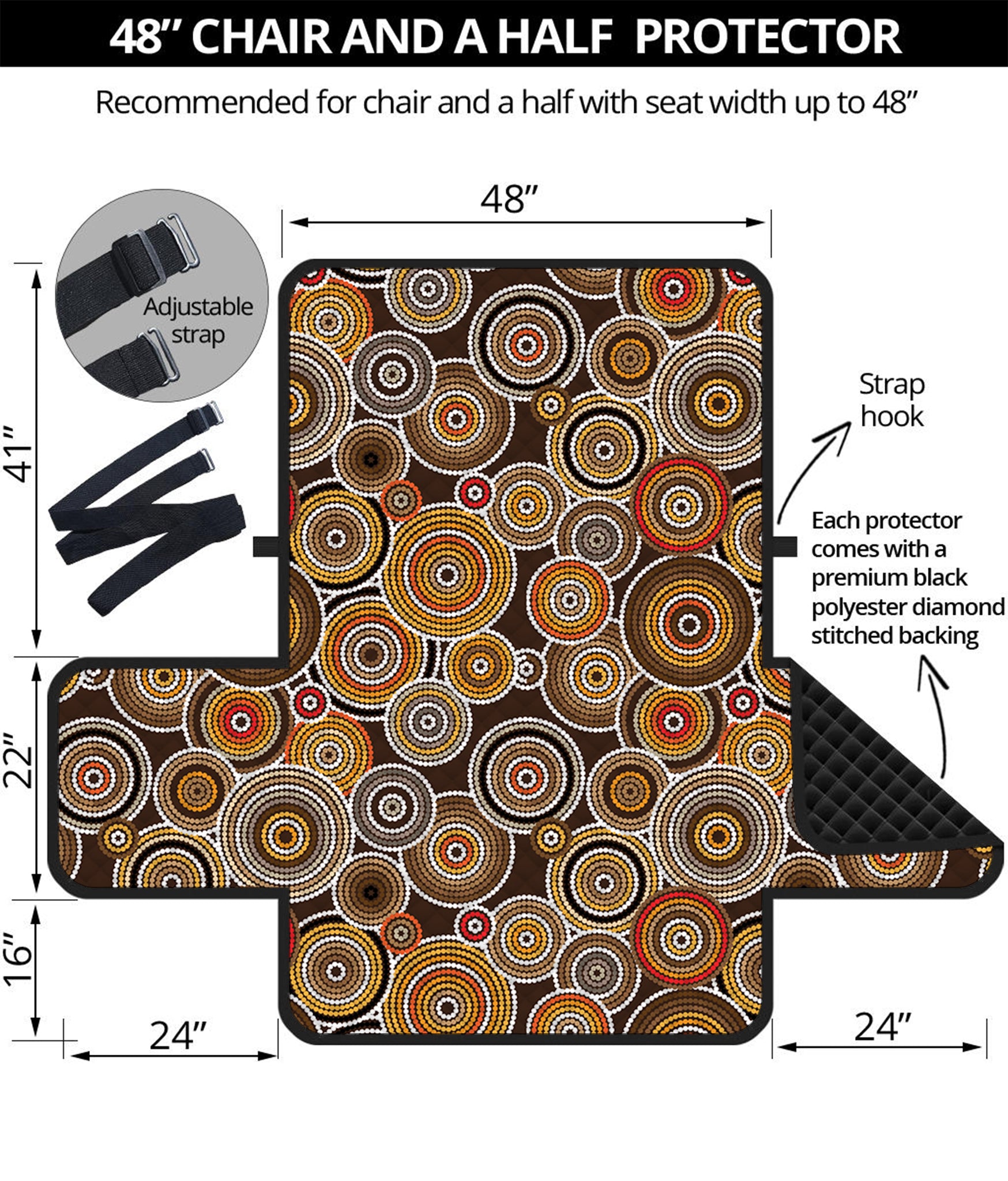 Aboriginal Art Dot Pattern Print Half Sofa Protector