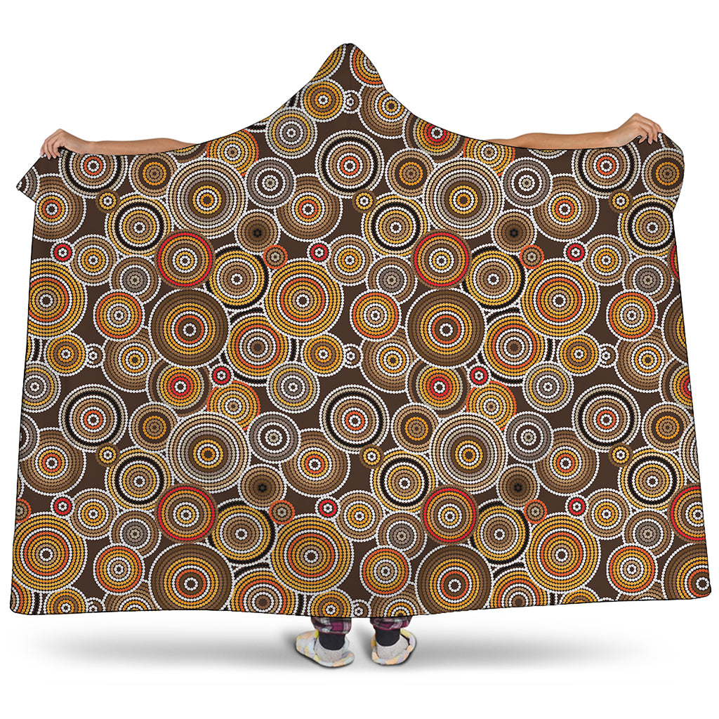 Aboriginal Art Dot Pattern Print Hooded Blanket