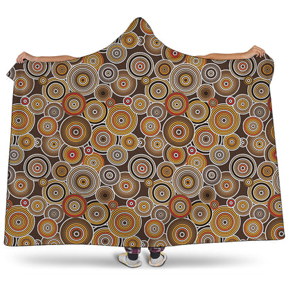 Aboriginal Art Dot Pattern Print Hooded Blanket