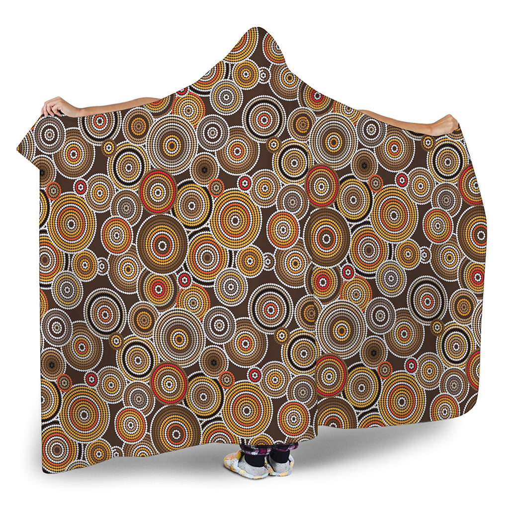 Aboriginal Art Dot Pattern Print Hooded Blanket