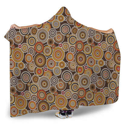 Aboriginal Art Dot Pattern Print Hooded Blanket